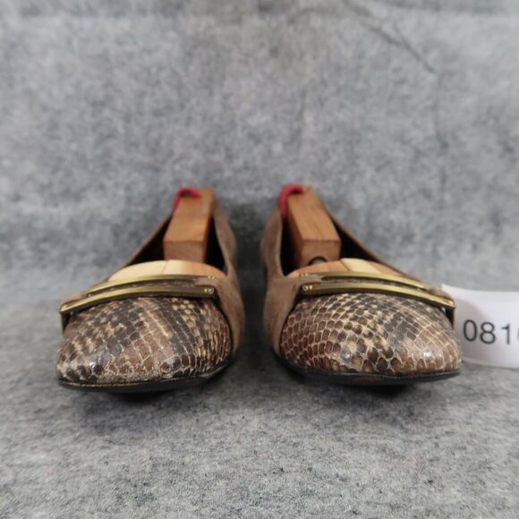 Stuart Weitzman Shoes Womens 6.5 Loafer Flats Slip On Cap Toe Suede Snake Career - Picture 4 of 16